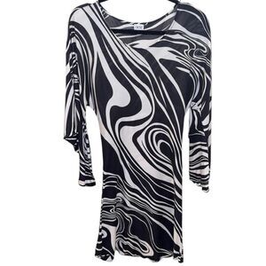 Vintage Cache Black and white zebra print long sleeve dress